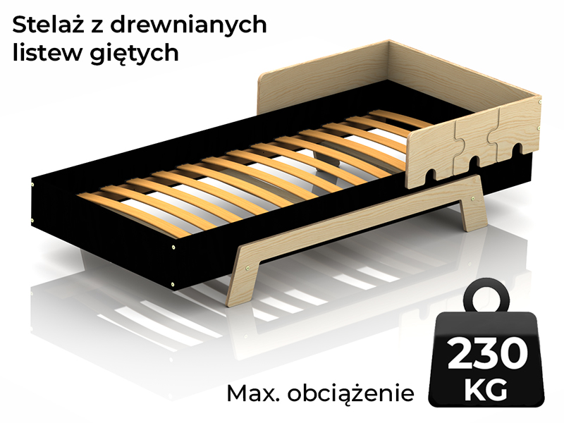 Stelaż łóżka PUZZLE BR1 z drewnianych listew giętych o maksymalnym obciążeniu 230kg